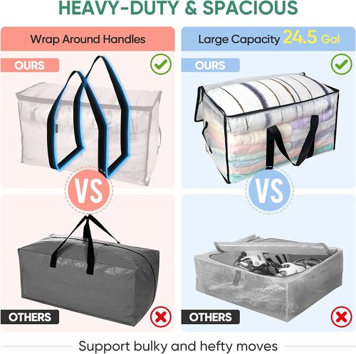BALEINE Oversized Moving Bags - 6-Pack with Reinforced Handles for Easy Storage | Durable China Containers