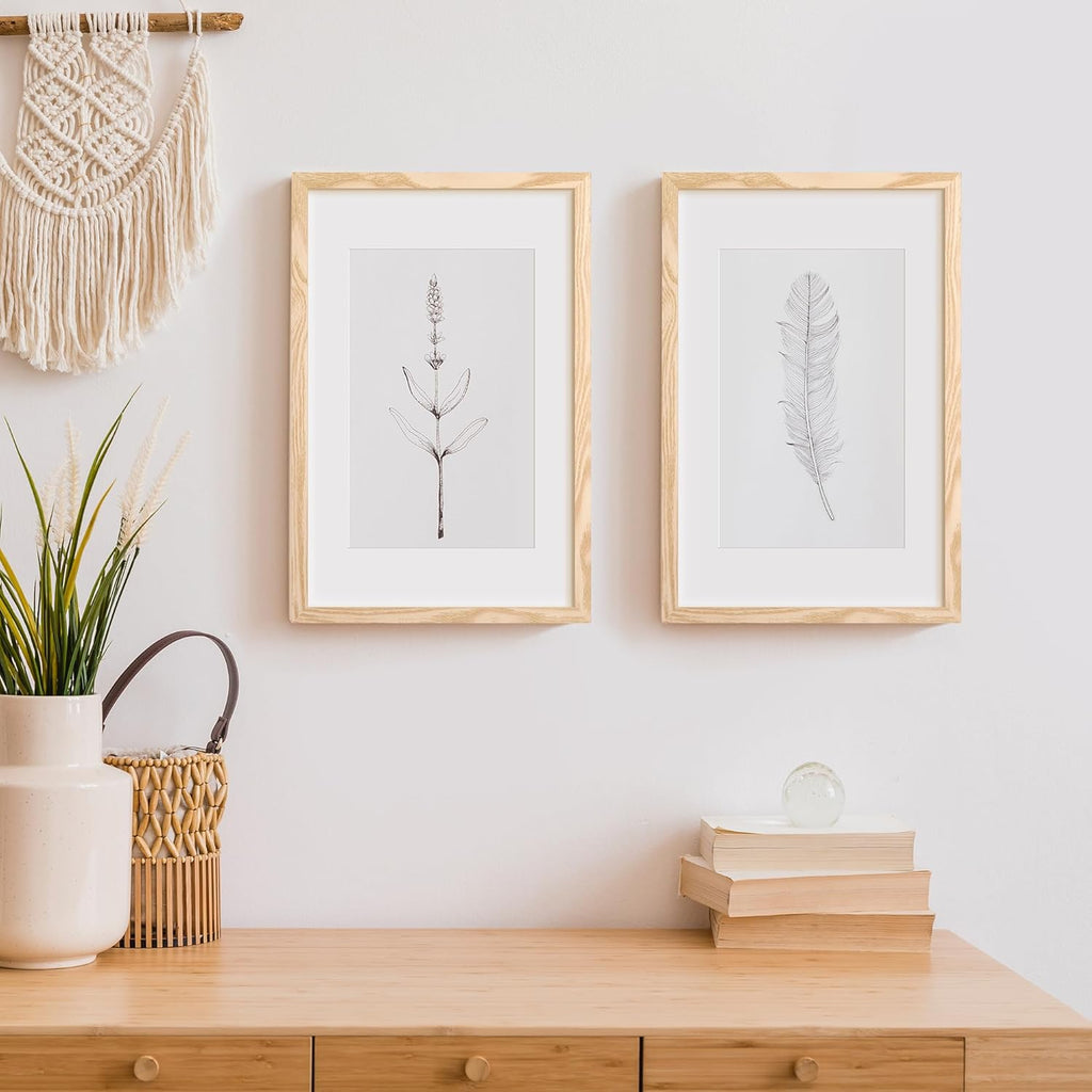 Upsimples 11x17 Picture Frame - Versatile Wall Hanging for 9x15 or 11x17 Photos - Natural Finish, 1 Pack