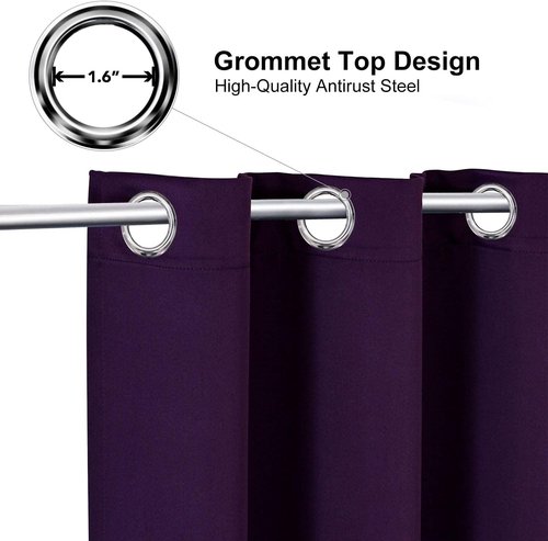 ChrisDowa Grommet Blackout Curtains - Thermal Insulated Room Darkening Panels, Royal Purple, 52W x 63L
