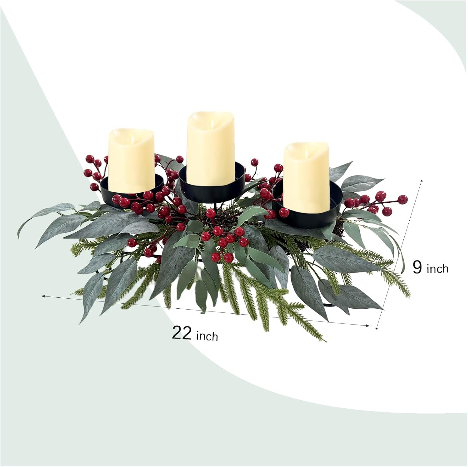 Regine Switzerland 22-Inch Christmas Candle Holder - 3-Tray Centerpiece for Holiday Table Decor