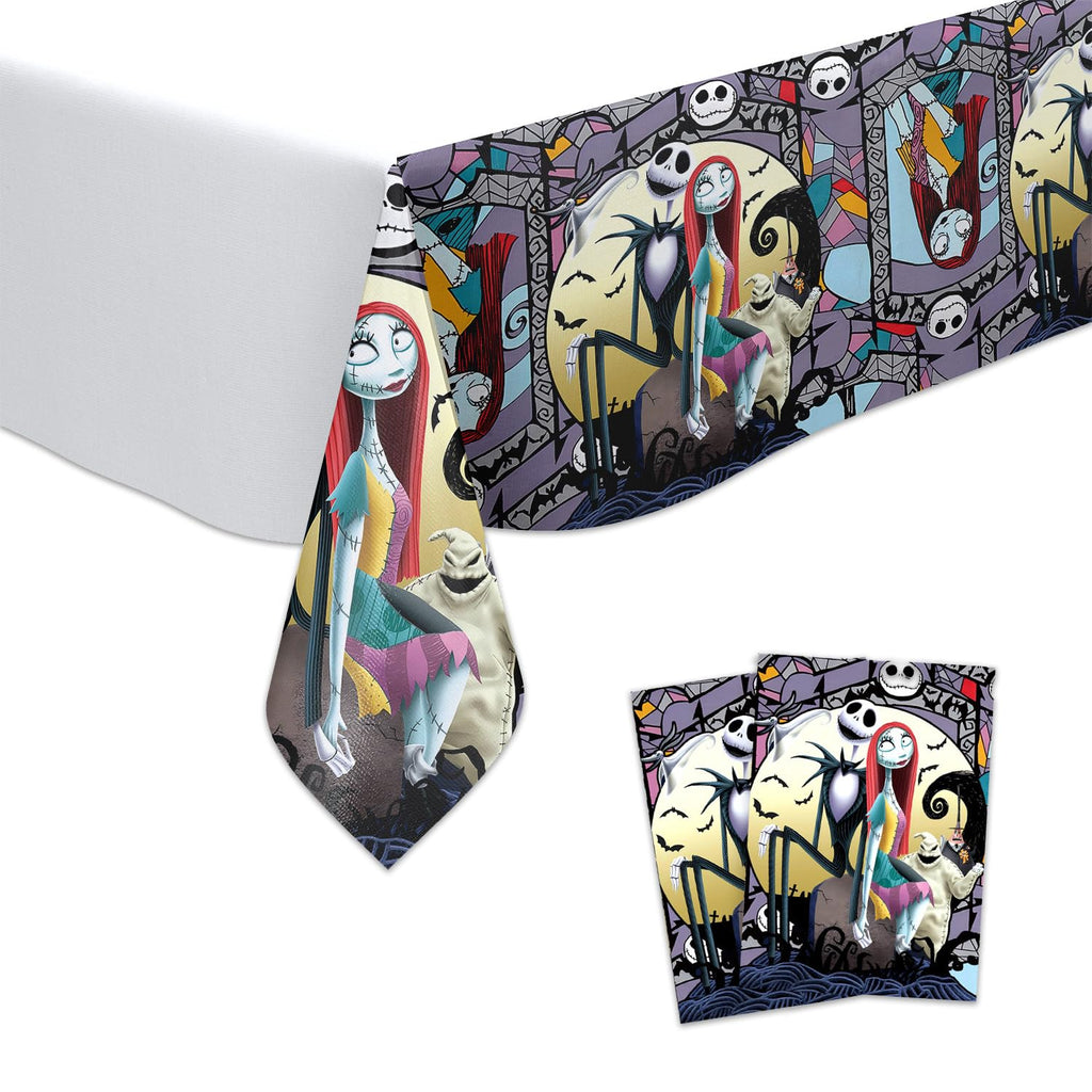 Omto 2Pcs Nightmare Before Christmas Tablecloth Disposable Tablecover Birthday Party Supplies and Decorations for Kid Boy Baby Shower Rectangle Tables 70"X42",2 Pack