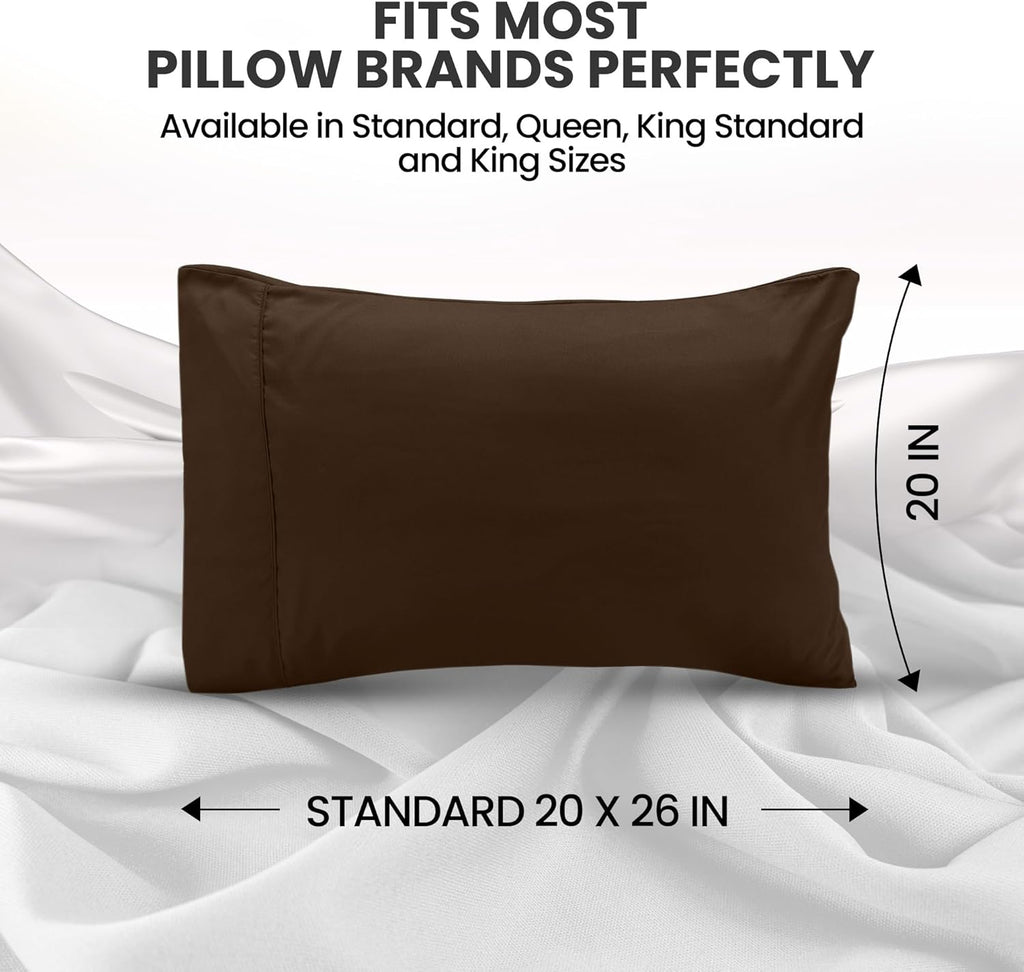 Utopia Bedding Pillow Cases - Soft Brushed Microfiber 2-Pack | Oeko-TEX Certified, 20x26 Inches (Brown)