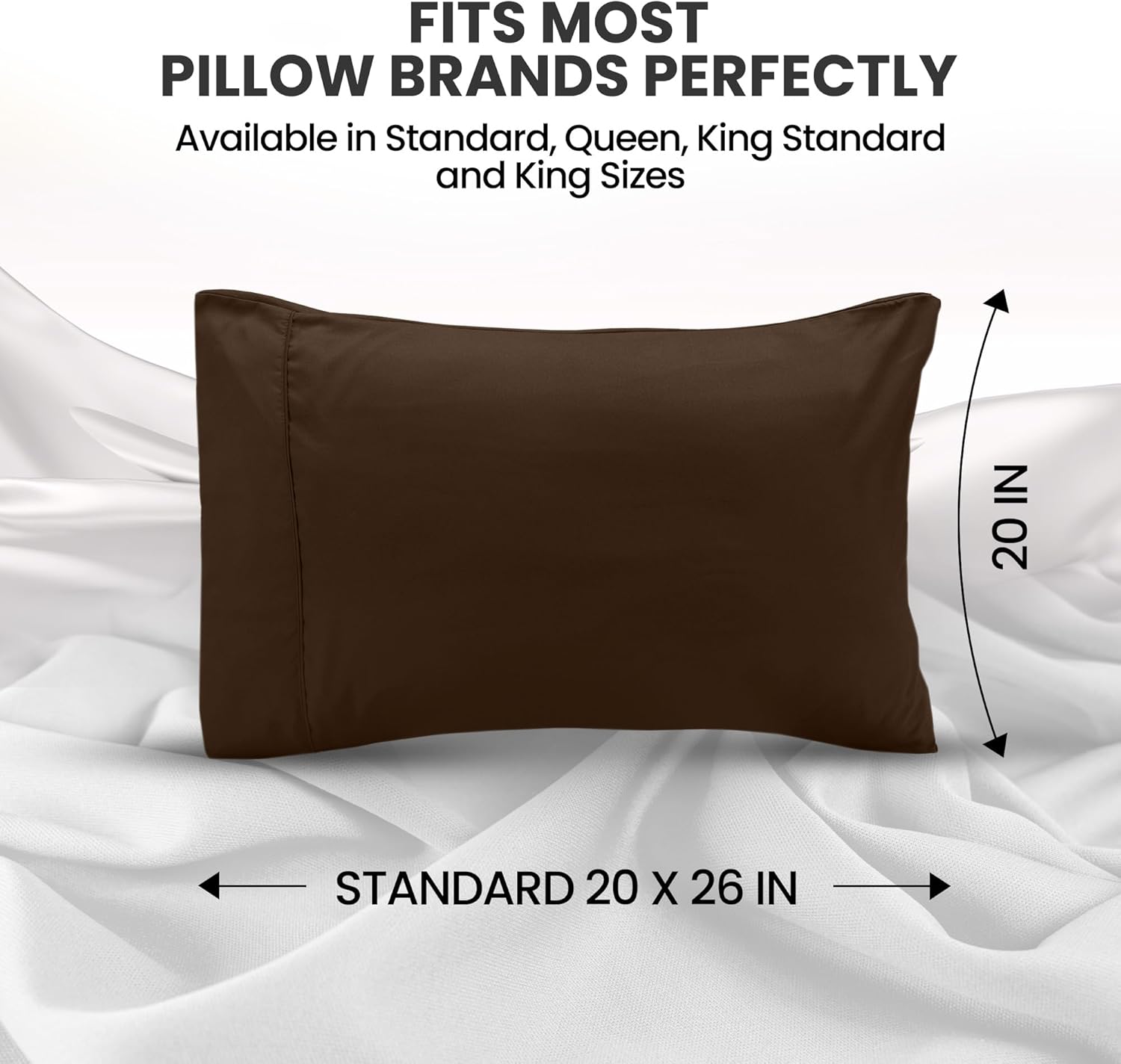 Utopia Bedding Pillow Cases - Soft Brushed Microfiber 2-Pack | Oeko-TEX Certified, 20x26 Inches (Brown)
