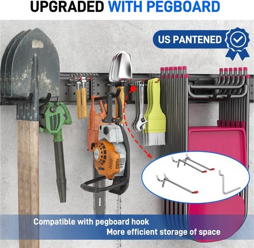 Garage Storage Rack - 48 Inch Adjustable Tool Organizer | 440lbs Capacity for Garden Tools & Yard Shed