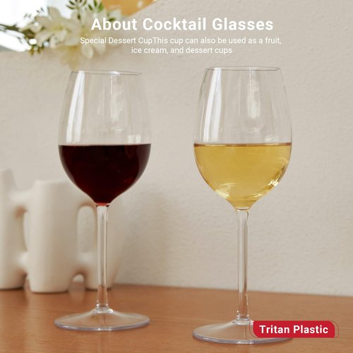HAHASHOW Unbreakable Stemmed Wine Glasses - 100% Tritan Plastic, Dishwasher Safe for Red & White Wine Glass 530ML - Set of 6, Perfect for Camps and Parties
