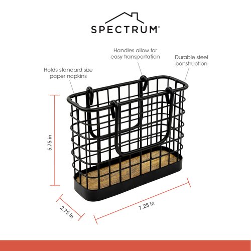 Spectrum Leaf Vertical Napkin Holder for Table & Kitchen Countertop Organization, Metal Napkin Dispenser with Weighted Base Keeps Paper Napkin Holders Standing for Dining Room Décor, Black