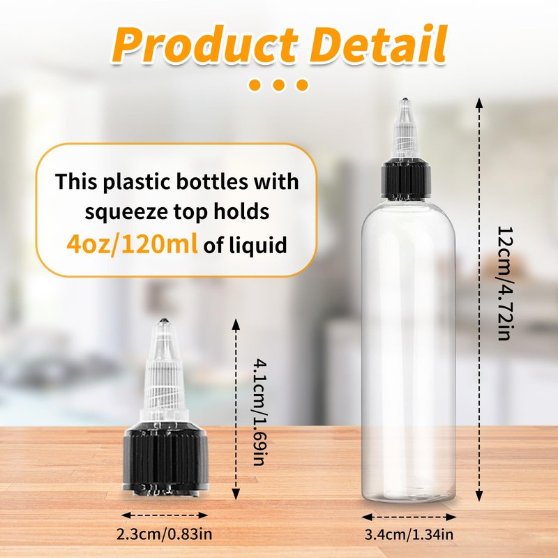 Liubeili 100 Pcs 4oz Squeeze Bottle, Hair Oil Bottles For Hair 4 Oz Plastic Squeeze Bottles Bulk Small SqueezeBottles For Liquids Plastic Bottles With Squeeze Top Condiment Squeeze Bottles 4 Oz