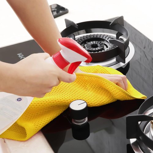 Homaxy 100% Cotton Kitchen Dish Towels - Ultra Soft & Absorbent Quick Drying, 13 x 28 Inches, Yellow - 4-Pack