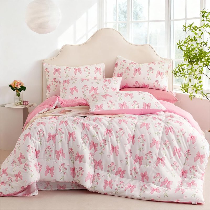 CCoutueChen Blue Floral Comforter Set Queen Girls Tie Dye Botanical Flower Bedding Set Modern Aesthetic Comforters Soft Down Alternative Comforter Sets for All Season