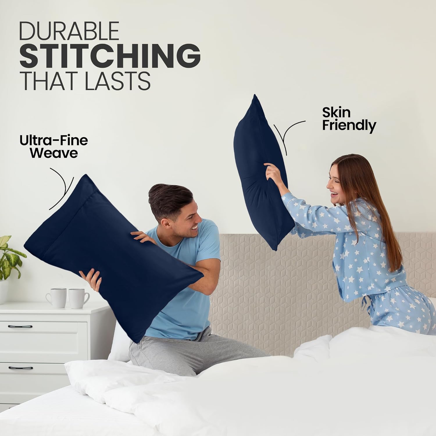 Utopia Bedding Queen Pillow Cases - Soft Brushed Microfiber - 2 Pack, Navy | Fade Resistant 20 x 30 Inches