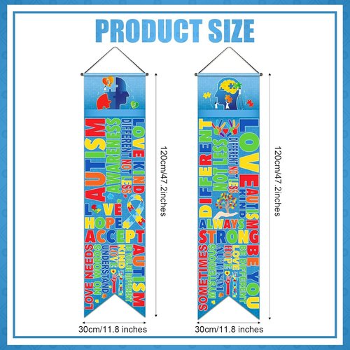 Blulu Autism Awareness Door Banners - Inspirational Puzzle Piece Decor for Indoor/Outdoor Use | 2 Pcs Set