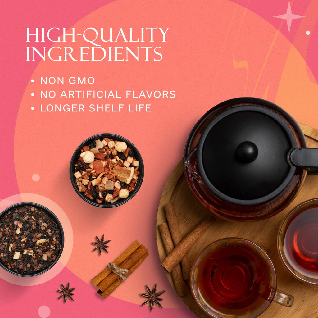 Prime Tea Festive Euphoria Collection - Winter Sampler Set - Tea Variety Loose Leaf Tea Sampler with Herbal, Fruit and Spices Blends, Flavorful Assortment - 6 Samplers - 10 Ounce