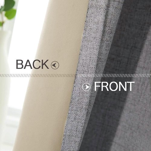 MIULEE Blackout Curtains - 100% Thermal Insulated Linen Texture Drapes | Grey, 52x63 Inch (2 Panels)