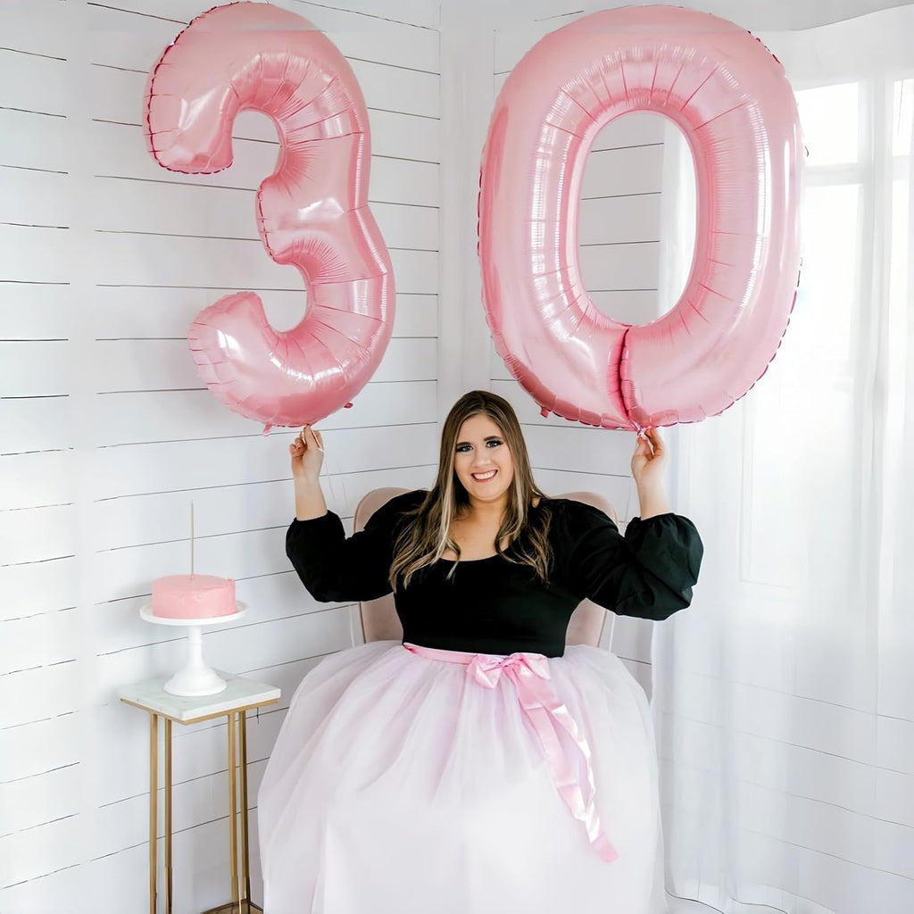 Pastel Pink Number 3 Balloon - 40 Inch Giant Pearl Light Pink Helium Foil for 3rd Birthday & Celebrations