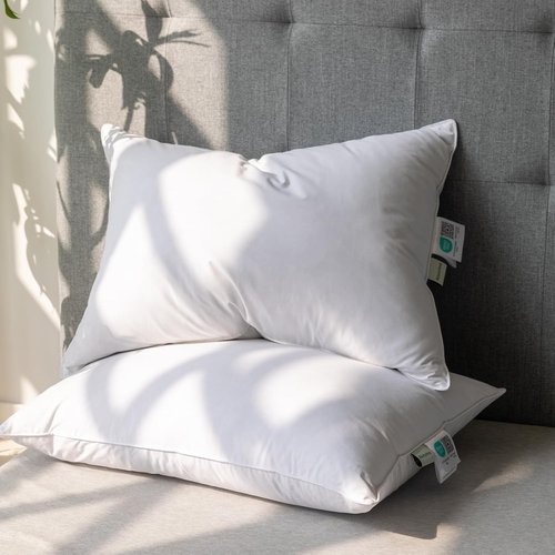 Alanzimo Goose Feather Down Pillows - Fluffy Queen Size Set of 2 | 100% Cotton Cover, 20x28 Inches