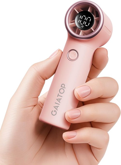 Gaiatop Mini Portable Handheld Fan - High-Speed 4000mAh Turbo Fan | 15h Runtime, Pocket Size, Pink