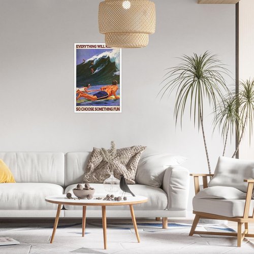 Enveable Retro Hawaii Surfing Poster - Tropical Beach Art Print for Home Decor | 12x16in Unframed