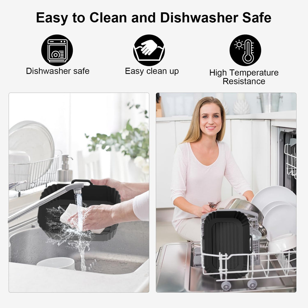 Skiennix Silicone Air Fryer Liners - Reusable & Compatible with Ninja Foodi & COSORI 9QT | 2 Pack