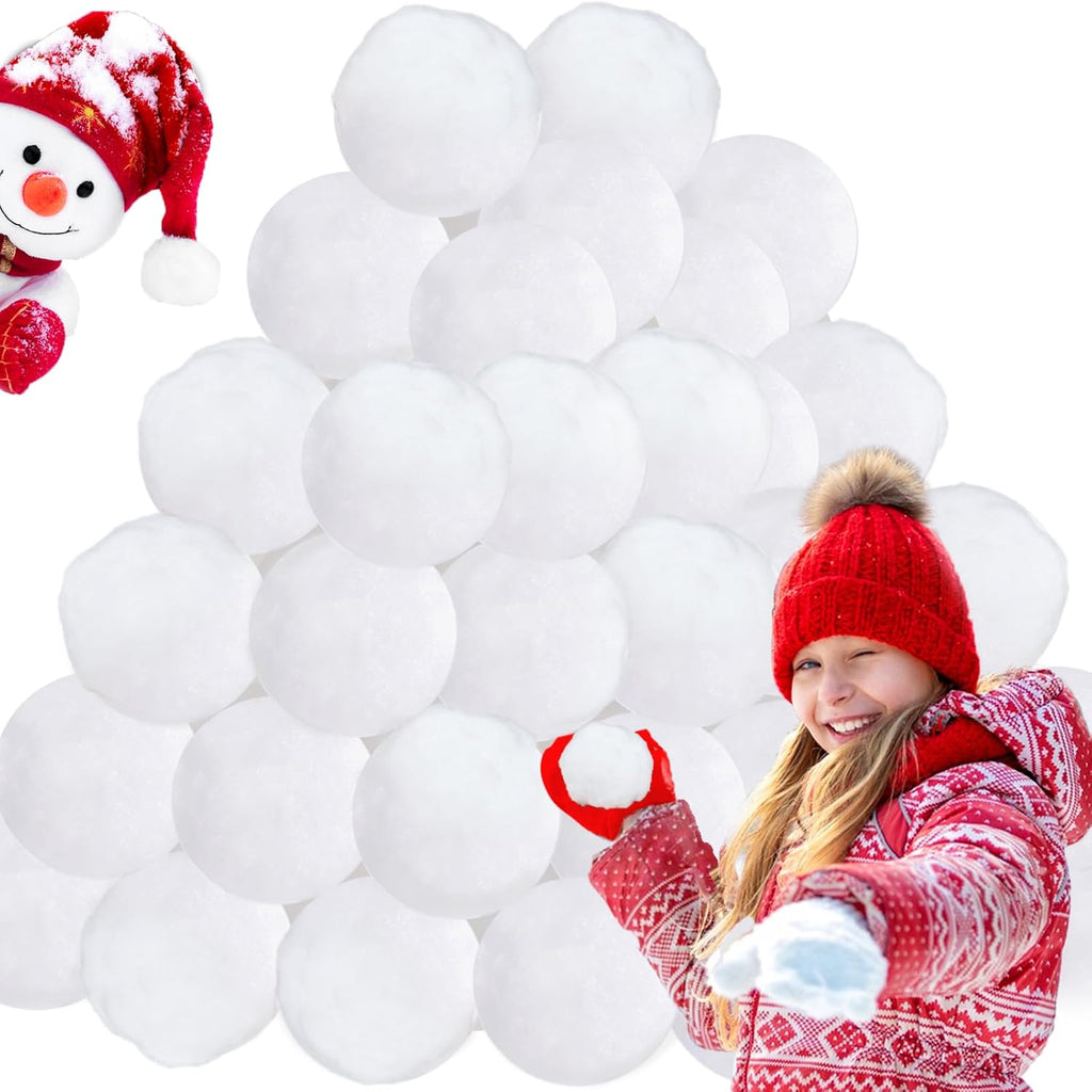Skiennix 50 PCS 3-Inch Fake Snowballs - Realistic White Snowballs for Kids' Winter Fun & Decorations