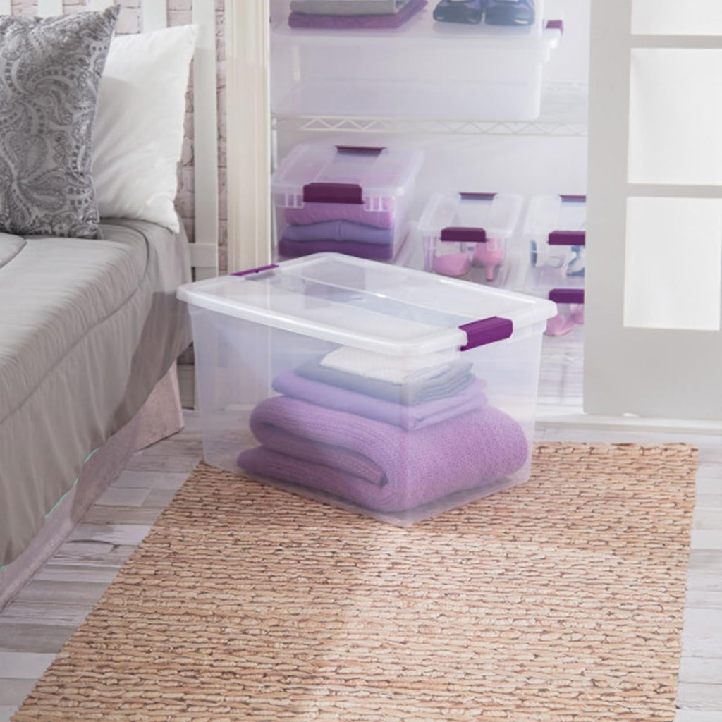 Sterilite 6 Pack ClearView Latch Storage Bins - Stackable 66 Quart Organizer Containers for Home & Closet