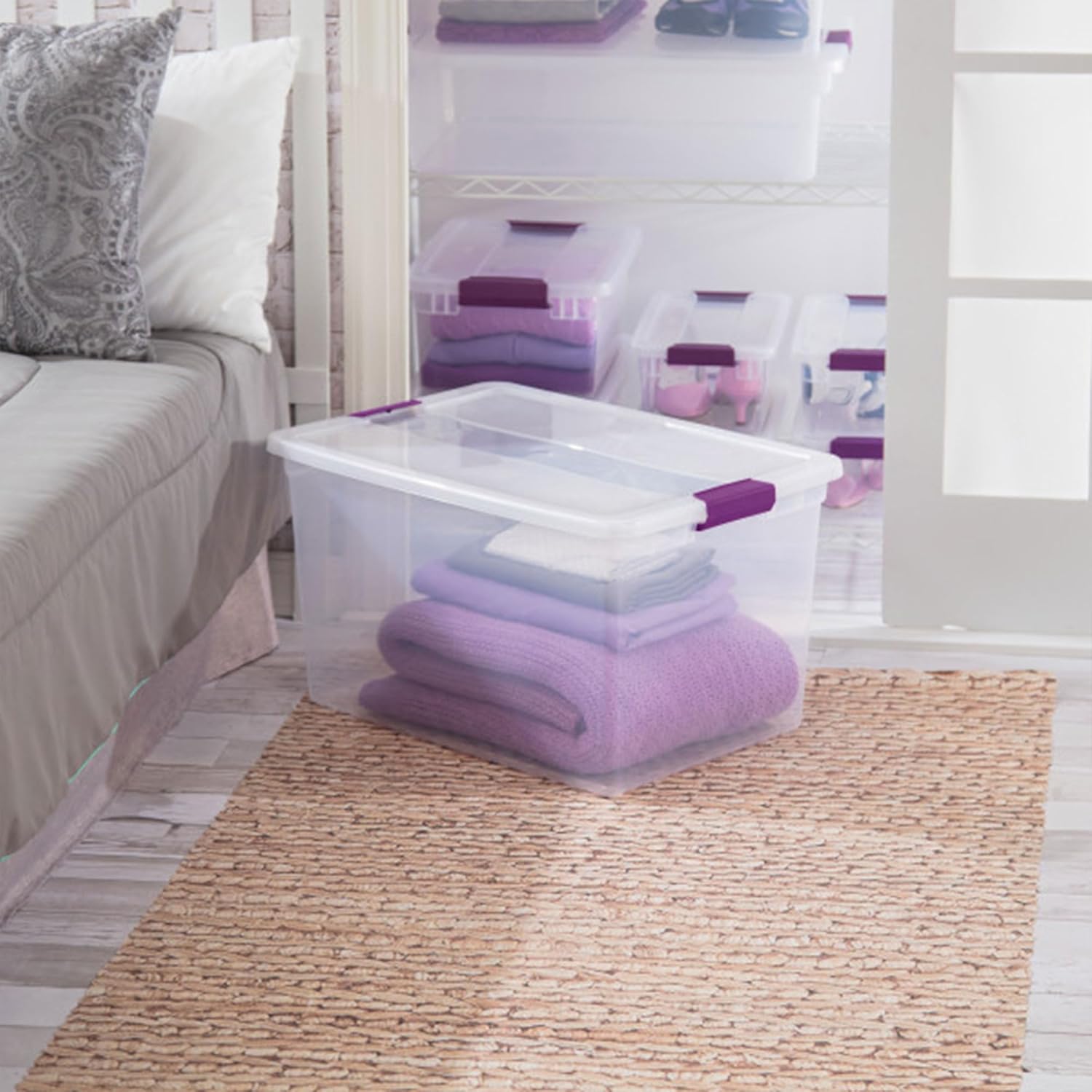 Sterilite 6 Pack ClearView Latch Storage Bins - Stackable 66 Quart Organizer Containers for Home & Closet