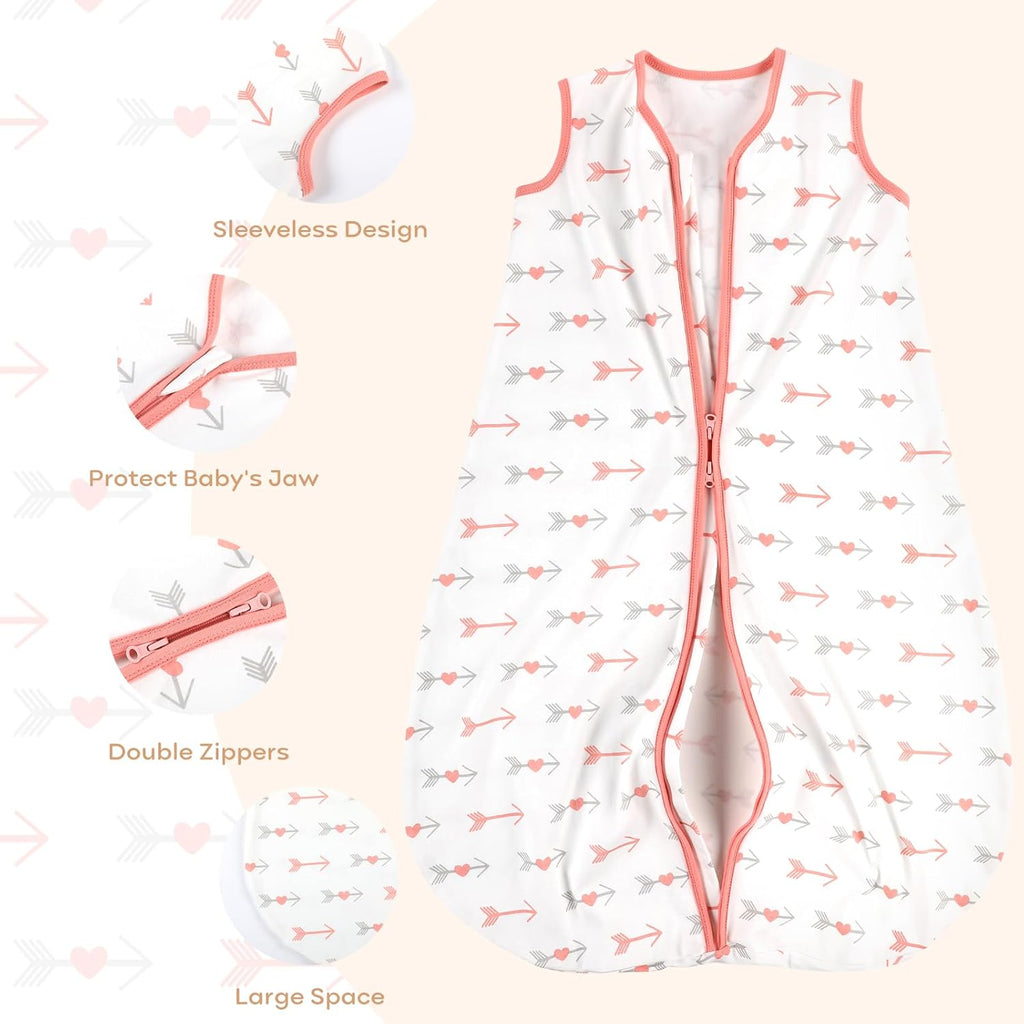 Yoofoss Baby Sleep Sack - 100% Organic Cotton Wearable Blanket | Lightweight 2-Way Zipper, 0-6 Months