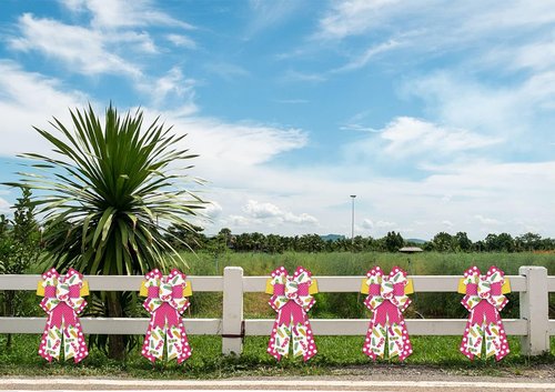 ALIBBON Large Flip Flop Bows - Vibrant Summer Wreath Bows in Red & Yellow | Perfect for Indoor & Outdoor Decor