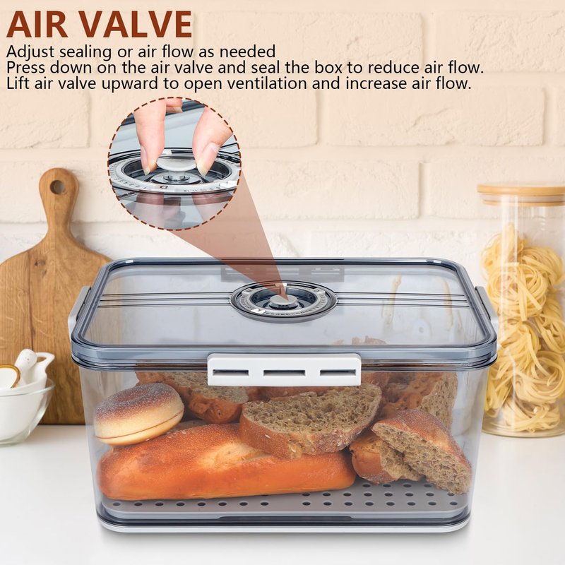 SHTALHST Large Bread Box For Kitchen Countertop,Bread Containers Storage Airtight Loaf,Plastic Breadbox,Bread Storage For Homemade Bread,Clear Fresh Bread Keeper