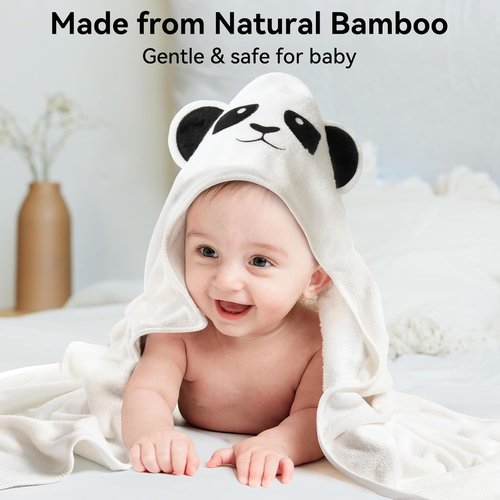 BubblePanda Hooded Baby Towels - Super Soft Bamboo Bath Towels for Newborns | 30x30 Inch, Ideal for Boys & Girls