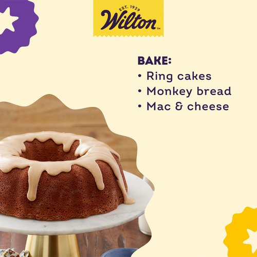 Wilton Gold Non-Stick 9.49 in Fluted Tube Cake Pan, Stainless Steel Bakeware, Made without PFAS, Packaging May Vary