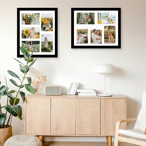 JCJMY 11x14 Picture Frame - Stylish 4-Opening Collage Frame for 5 Photos | Black Multi-Photo Display