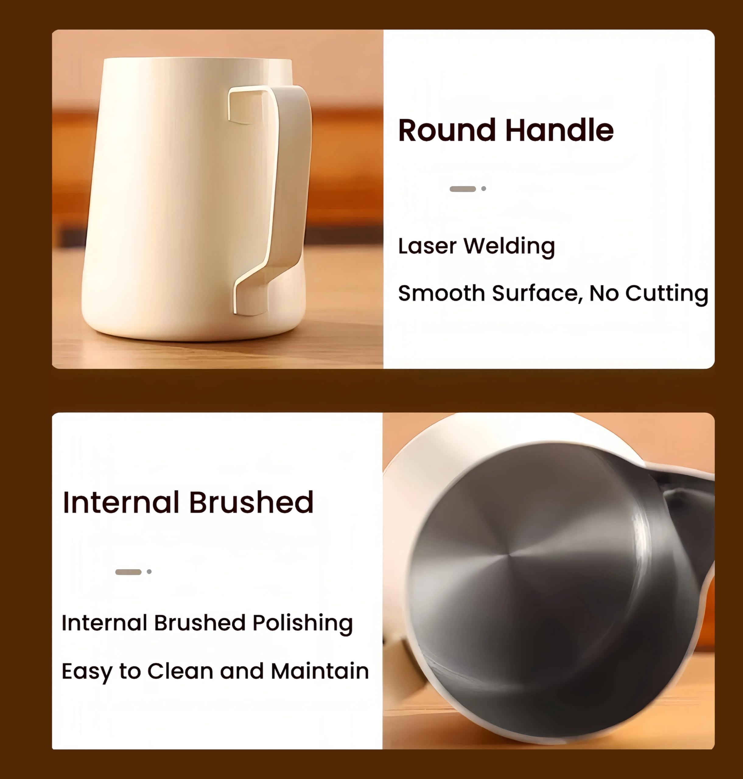 Milk Frothing Pitcher,(350ml/12oz) Steaming Pitchers,Stainless Steel Milk Cup,Cappuccino Latte Art Coffee,Barista Steam Pitchers,Temperament White