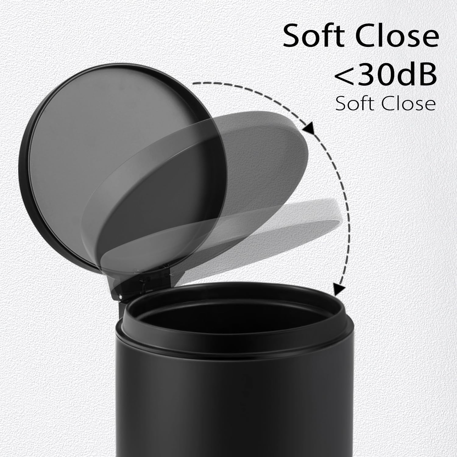 TIPGO Small Black Trash Can - 1.2 Gallon Stainless Steel Wastebasket with Lid for Bathroom & Office | Matte Black