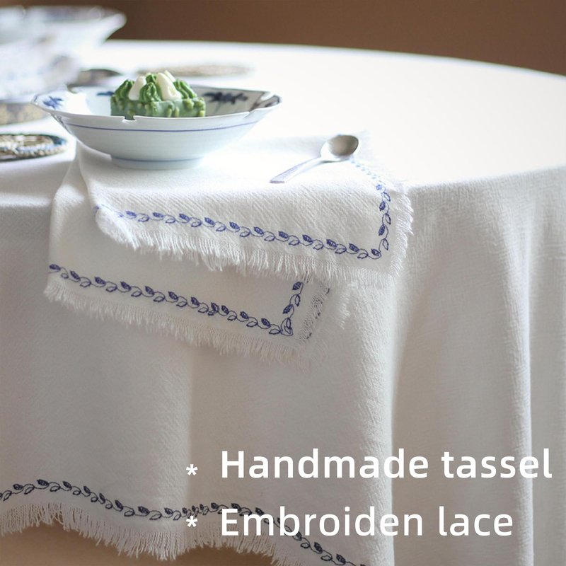 Ayuzawa Embroidered Handmade Cloth Napkins，Thickened Cotton Cloth Napkins with Fringe，Kitchen Dining Tabletop Decoration，for Dinners, Parties, Weddings 18 x 18 Inch Set of 6 - White