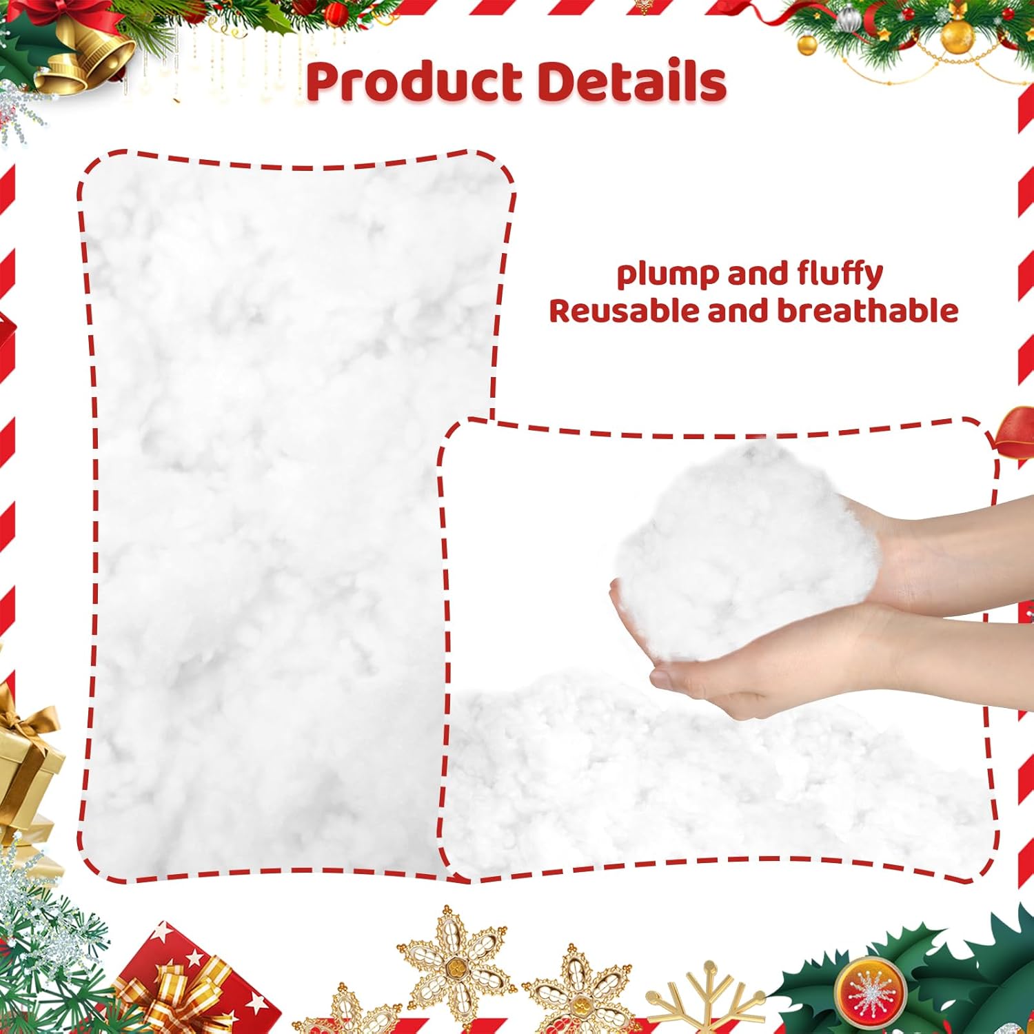 Skiennix Christmas Fake Snow Decor - Fluffy Fiber Artificial Snow Blanket for Indoor Decorations | 5.3 OZ