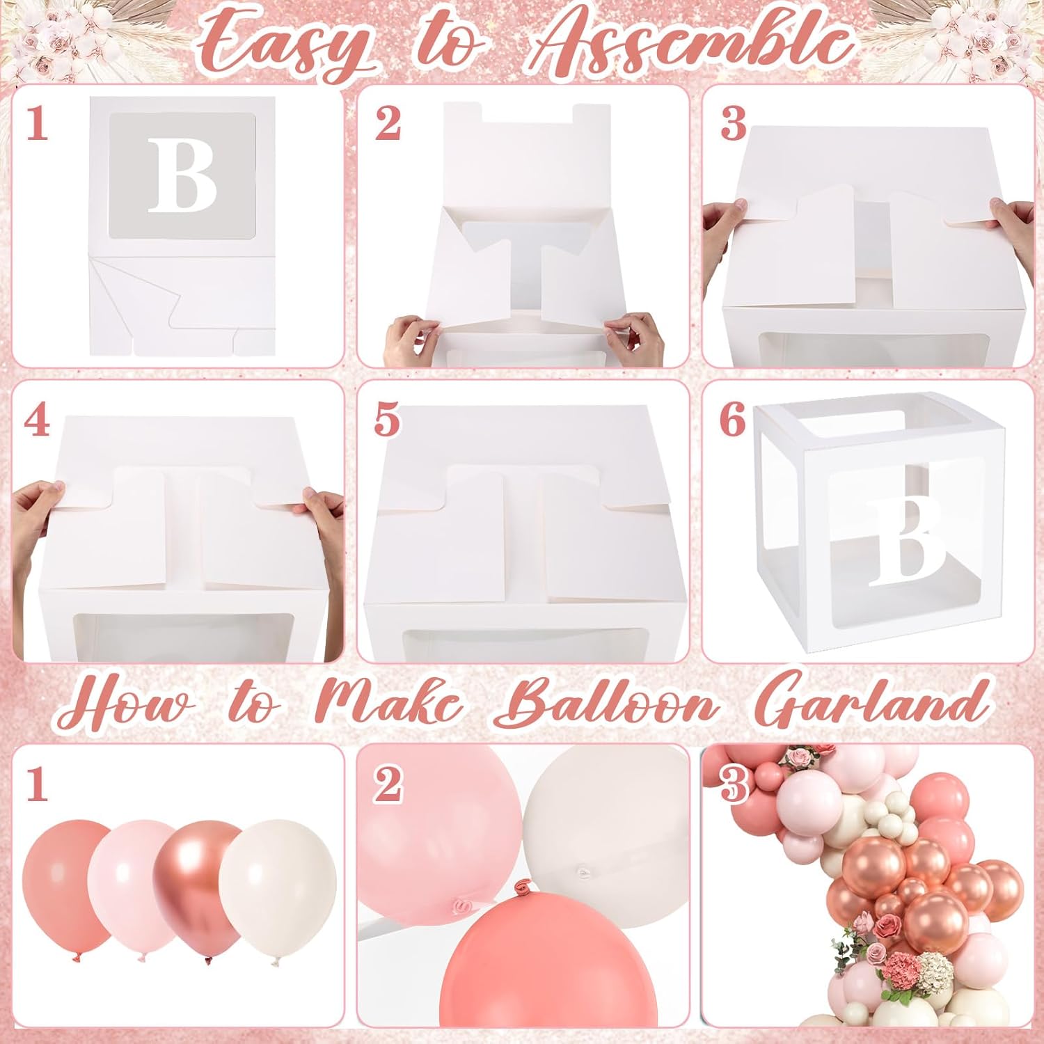 Winrayk Rose Gold Balloons - Floral Baby Shower Decorations Kit | Pink Balloon Arch for Girls' Parties