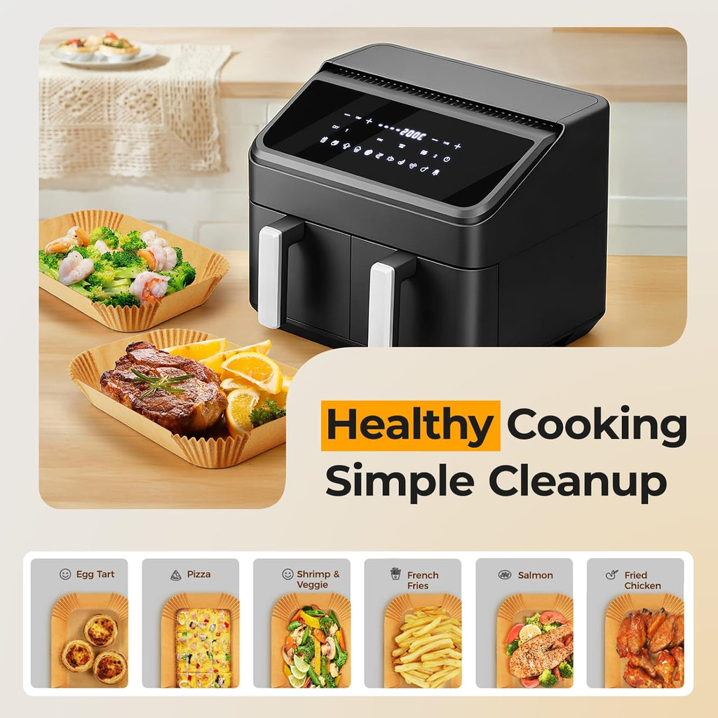 Vailnd Disposable Air Fryer Liners - 200 Pcs Rectangle Parchment Paper for Ninja & Chefman | Oil-Proof, 8.6x5.5 Inch