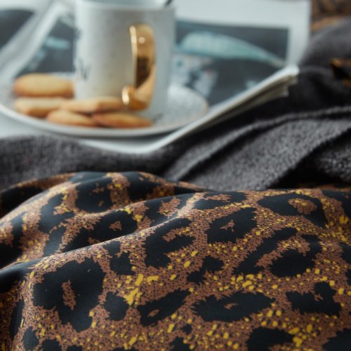 mixinni Leopard Print Comforter Set Queen Size -3 Pieces Animal Cheetah Printed Comforter Sexy Soft Fluffy Brown/Black Floral Print Bedding Set with 2 Pillowcases for All Season-Queen Size