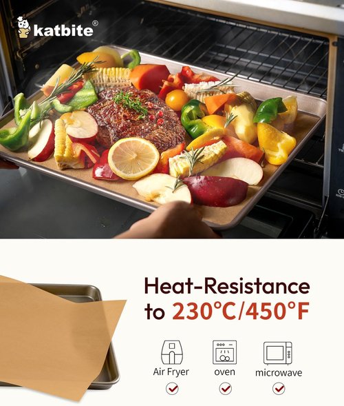 Katbite 200 Pcs Heavy-Duty Unbleached Parchment Paper Sheets - Perfect for Baking, Cooking & Frying (9x13 Inch)
