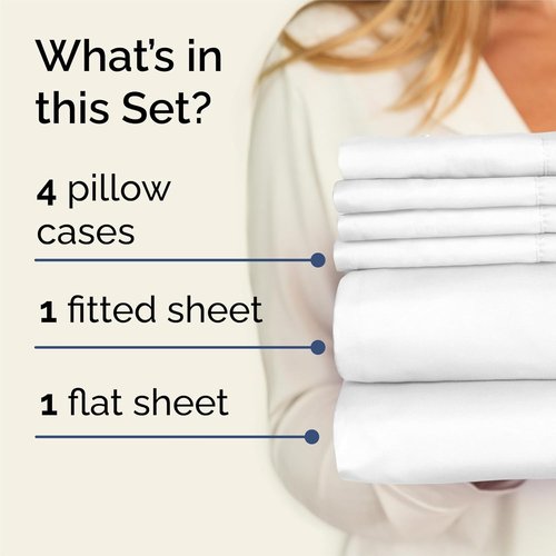King 6 Piece Sheet Set - Ultra Soft Cooling Luxury Bedding - 8-16 Inch Deep Pockets | White