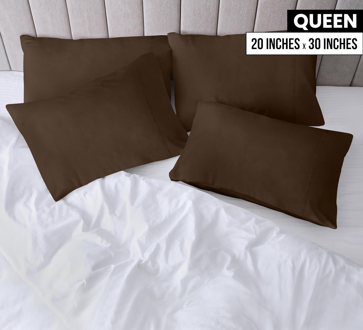 Utopia Bedding Queen Pillow Cases - 12 Pack Soft Brushed Microfiber | Fade Resistant 20 x 30 Inches (Brown)