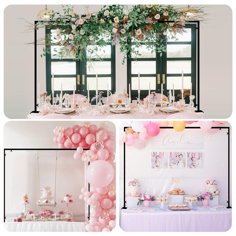 ParseBio Over The Table Rod Stand with Clamps Adjustable 31"-110" Length 31"-64" Height, Table Balloon Arch Stand for Wedding Easter Engagement Party, Black Table Arch Frame Hanging Decor Rod