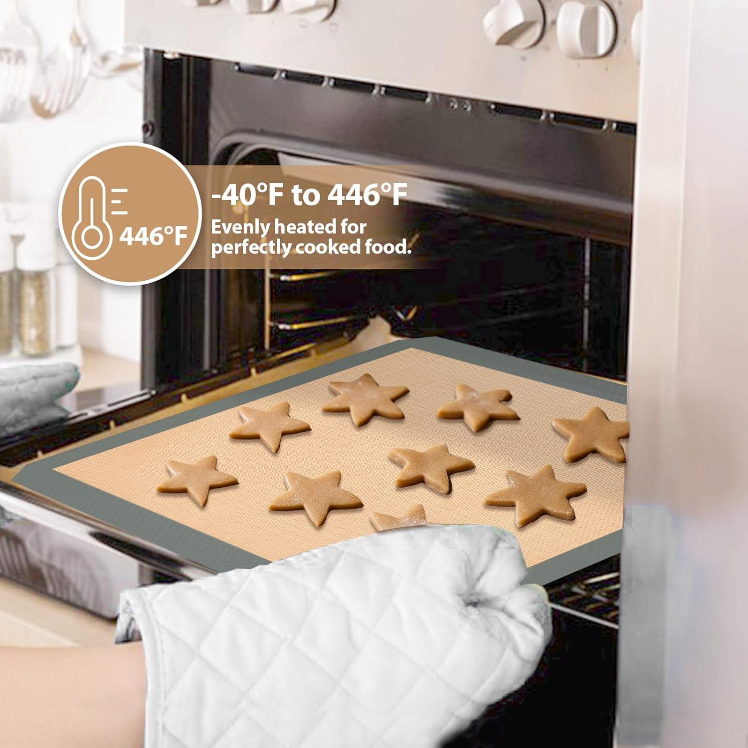 Skiennix Silicone Baking Mats - Non-Stick Baking Sheets for Cookies & Pastries | 3-Piece Set in Grey