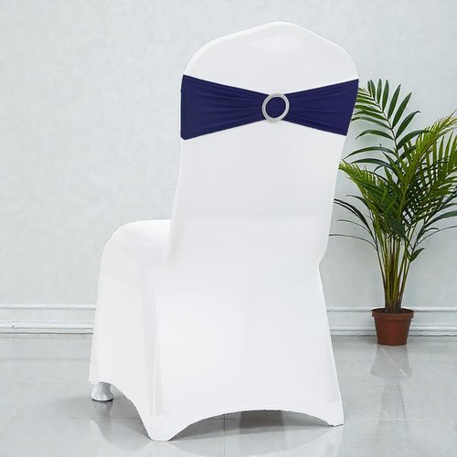 MDS Spandex Chair Sashes - Premium Stretch Covers with Buckle Slider for Weddings & Events | Navy Blue, Pack of 100