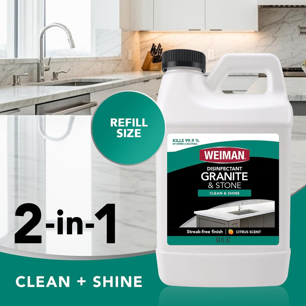 Weiman Disinfecting Granite Cleaner & Polish Value Pack - 24 oz Spray & 64 oz Refill