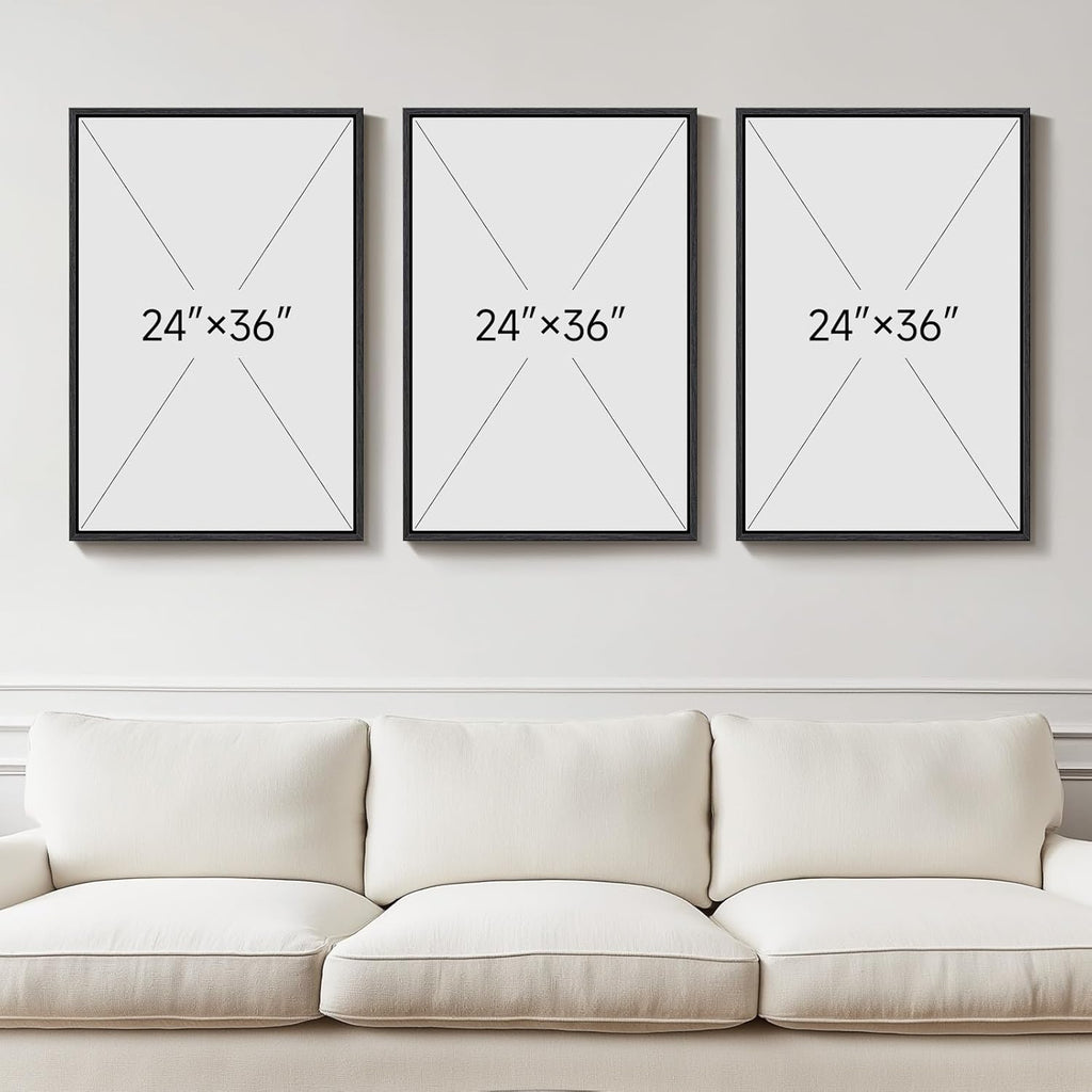 Skiennix 3D Textured Black and White Wall Art - Modern 3 Piece Framed Artwork for Living Room | 24x36 In