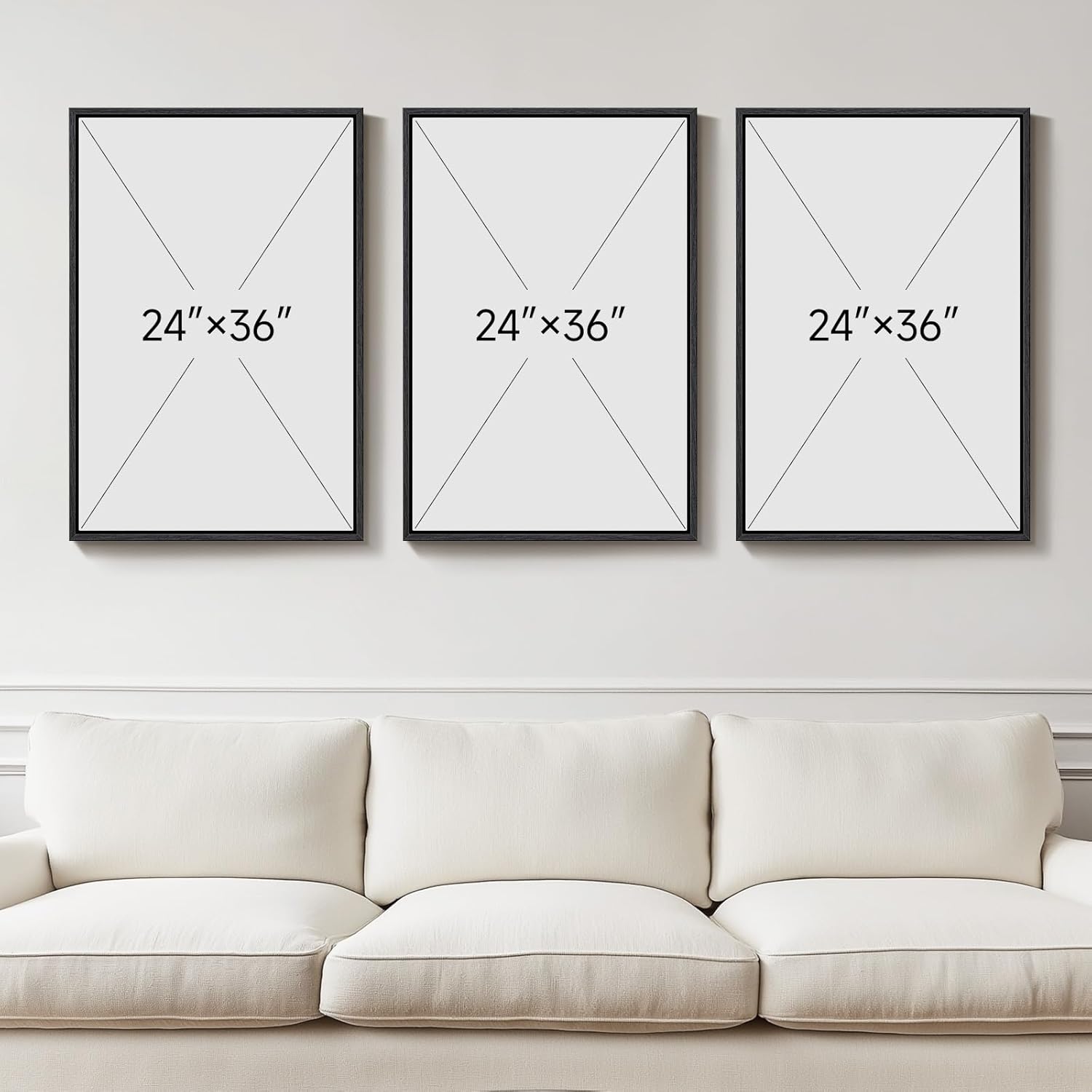 Skiennix 3D Textured Black and White Wall Art - Modern 3 Piece Framed Artwork for Living Room | 24x36 In