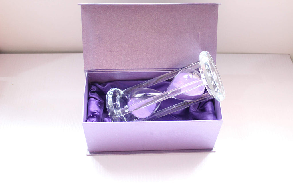 Lonovel 60 Minutes Hourglass Timer,Crystal Sand Timer Diamond Carving Surface,Good for Kitchen Office Desk Coffee Table Book Shelf Cabinet Decor Christmas Birthday Present Gift Box Package,(Purple)