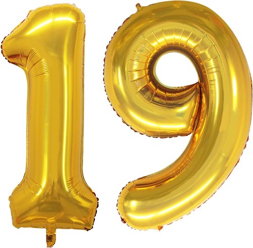 GOER Jumbo 42-Inch Number 19 Balloons - Sweet 19 Birthday Party Decorations in Gold