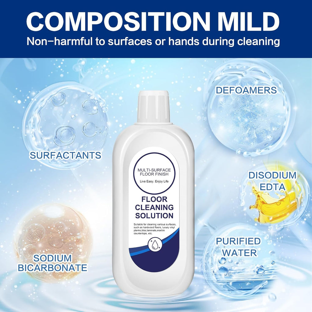 YHOVID Multi-Surface Floor Cleaning Solution - Compatible Refill for Tineco Vacuum Mop | 4 Bottles, Original Formula